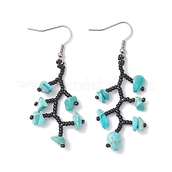 Orecchini pendenti con perline di vetro in acciaio inossidabile chirurgico 316&nbsp;EJEW-TA00774-02