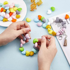 100 stücke herz silikonperlen für schlüsselbund herstellung niedliche silikonperlen groß silikonperlen kit für schmuck diy handwerk machen&nbsp;JX310A