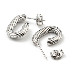 Anlaufgeschützte ovale Ohrstecker aus Edelstahl 304&nbsp;EJEW-R154-01P