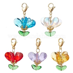 Decorazioni pendenti in vetro con fiori&nbsp;HJEW-MZ00263