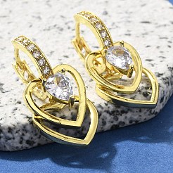 Orecchini a cerchio in ottone chiaro con zirconi cubici&nbsp;EJEW-M047-12G