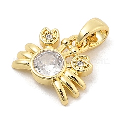 Placcatura a cremagliera foglia ottone zirconi cubici trasparenti pendenti&nbsp;KK-S407-13G-F