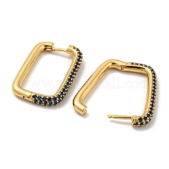 Orecchini a cerchio huggie in zirconi cubici micro pavè di ottone&nbsp;EJEW-L240-C-04G