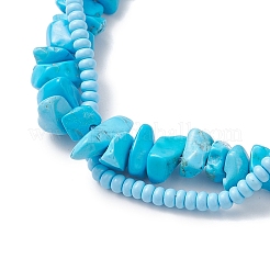 Bracelets tressés faits à la main en perles de verre et en perles turquoise synthétiques&nbsp;BJEW-MZ00250-02
