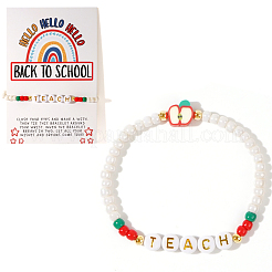 Braccialetti elastici con perline rotonde in conchiglia per la festa degli insegnanti&nbsp;KV5541