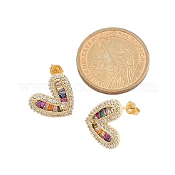 Aretes de latón con micro pavé de circonio cúbico para mujer&nbsp;EJEW-F352-04G