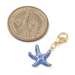 Pendentifs décoratifs en forme d'étoile de mer en laiton émaillé&nbsp;HJEW-JM04082