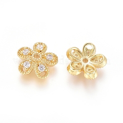 5 micro en laiton -petal ouvrent caps zircons clairs&nbsp;ZIRC-G153-41G