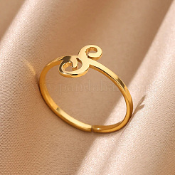 Anillos de puño abiertos con letras ajustables de acero inoxidable 201 para mujer&nbsp;FS-WG61269-19