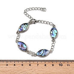 Gliederarmbänder aus Messing und natürlicher Paua-Muschel für Damen&nbsp;BJEW-S179-01P
