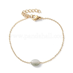 Bracelets à maillons en perles de jade naturel en acier inoxydable 304&nbsp;BJEW-A036-16G
