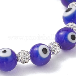 Pulseras elásticas de cuentas redondas de lampwork con ojo malvado hechas a mano para mujer&nbsp;BJEW-JB13381