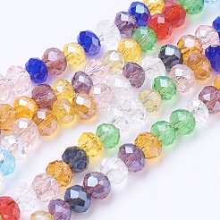 Fili di perle rondella sfaccettate di vetro elettropiatto misto&nbsp;X-EGLA-J047-4x3mm-46