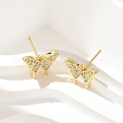 Latón micro pave aretes de circonita cúbica transparente&nbsp;EJEW-A128-01G