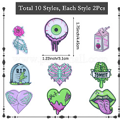 18 stücke 9 arten acryl anhänger halloween terror auge perlen große zunge liebe skelett hand anhänger diy schmuck zubehör&nbsp;JX817A