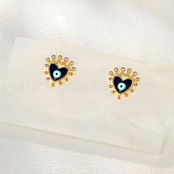 Boucles d'oreilles à tige en laiton avec coeur à la mode et mauvais œil&nbsp;TZ1681