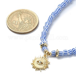 Collier pendentif en alliage avec chaînes de perles de graines de verre&nbsp;NJEW-JN04381