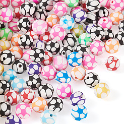 100 Stück handgefertigte Polymer-Tonperlen mit Sportmotiv&nbsp;CLAY-TA0002-16