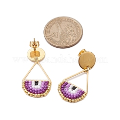 Boucles d'oreilles à tige en forme de larme et de perles de rocaille&nbsp;EJEW-MZ00251-03