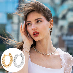 16 Stück 2 Farben Twist Ringe Messing Creolen für Frauen&nbsp;EJEW-UN0003-27