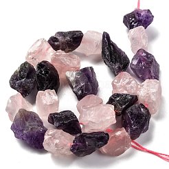 Brins bruts de perles de quartz rose naturel et d'améthyste&nbsp;G-J388-04