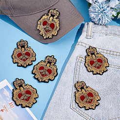 6 Stück Herz mit Bienen-Pailletten-Patches aus Polyester&nbsp;PATC-GA0001-92