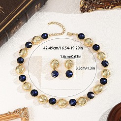 Runde Halsketten und Ohrstecker-Sets aus Legierung und Acryl für Damen&nbsp;FS-WG1D203-01