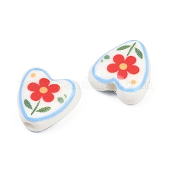 Cuentas de porcelana con estampado floral&nbsp;PORC-A033-01B