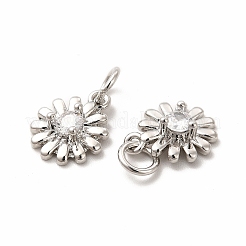 Pendenti a forma di fiore in ottone con zirconi cubici placcati a cremagliera&nbsp;KK-H436-02P