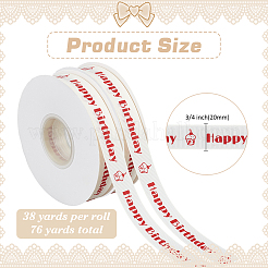 Ruban polyester avec inscription « joyeux anniversaire »&nbsp;OCOR-WH0109-104B