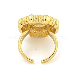 Offene Manschettenringe aus Messing mit Mikropflaster und Zirkonia in Blumenform für Damen&nbsp;RJEW-Z042-02G-02