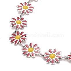 Gänseblümchen-Gliederkette aus Emaille&nbsp;NJEW-P220-01P-02