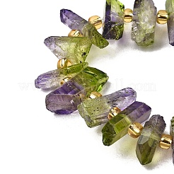Chapelets de perles de cristal de quartz naturel électrolytique&nbsp;G-F800-D10