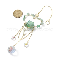 Perles d'aventurine verte naturelle avec pendentif en laiton&nbsp;HJEW-JM01815-02