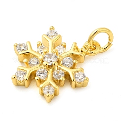 Schneeflocke echte 18k vergoldete Rack-Plating Messing Micro Pave Zirkonia Anhänger Charms&nbsp;KK-S396-11B