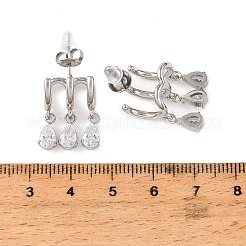 Boucles d'oreilles pendantes en acier inoxydable 304 et zircon cubique pour femmes&nbsp;SA-CBA183D-11B-P