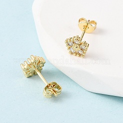 Messing Micro Pave Zirkonia Blume Ohrstecker&nbsp;EJEW-H174-01C-G