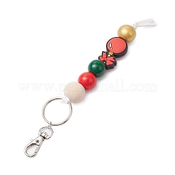 Décorations suspendues en perles de silicone et en perles de bois sur le thème de Noël&nbsp;HJEW-JM02379