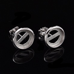 925 configuración de aretes tipo botón de plata esterlina chapada en rodio antideslustre&nbsp;STER-F032-01P