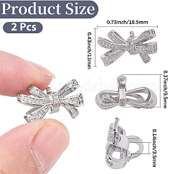 2 Stück Legierung Micro Pave Zirkonia Bowknot Clip&nbsp;AJEW-CP0010-55