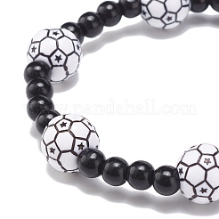 Pulsera elástica con cuentas de acrílico con tema deportivo para hombres y mujeres&nbsp;BJEW-JB08549