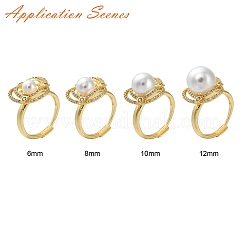 Blumen Messing Micro Pave Zirkonia verstellbare Ringfassungen&nbsp;KK-K297-18G