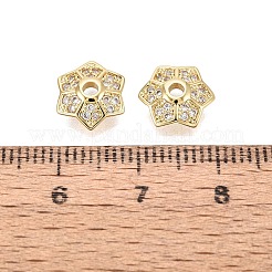 Tappi di perline in zirconia cubica trasparente micro pavé in ottone&nbsp;KK-Q071-13G-02