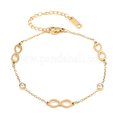 Infinity-Armbänder aus Edelstahl 304 mit Strassbesatz&nbsp;BJEW-B171-12G