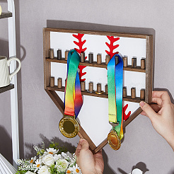 Baseball-Thema Holz Wand montiert Fingerring Veranstalter Display steht&nbsp;AJEW-WH0031-70A