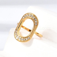 Anelli aperti con polsino in acciaio inossidabile 304 e strass per donna&nbsp;RB-CBA2039-01G-01