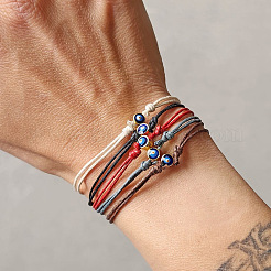 Bracelet tressé en perles de rocaille en verre style punk fait main&nbsp;HU3353
