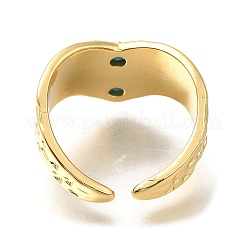 Offene Manschettenringe aus Messing mit Herz-Rack-Beschichtung und Mikropflaster aus Zirkonia für Damen&nbsp;RJEW-M022-26G