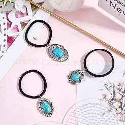 3 Stück 3 Stile Gummi & synthetische türkis elastische Haar-Accessoires&nbsp;AJEW-CY0001-75