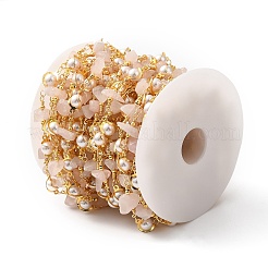 Chaînes de perles de quartz rose naturel faites à la main&nbsp;CHC-M024-22G-04-1